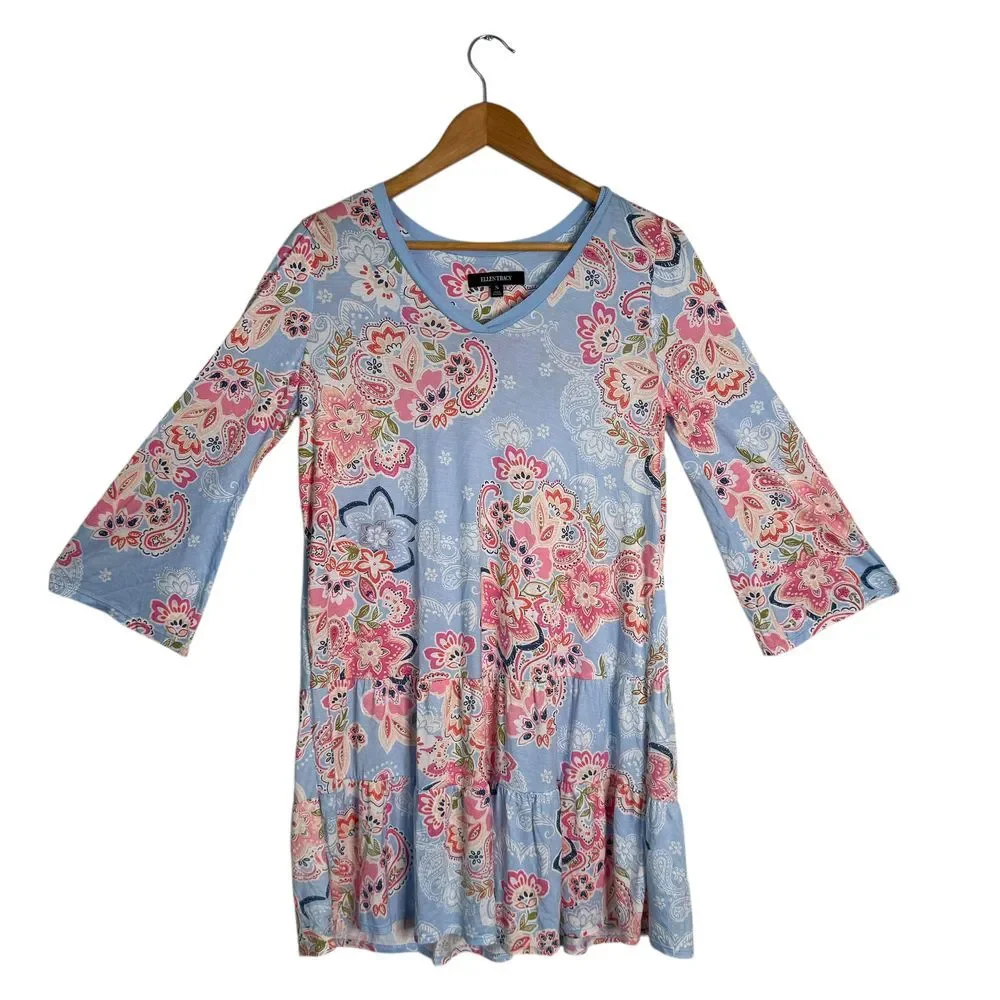 Ellen Tracy Nightgown Sleepwear Dress Women Size S Paisley‎ Print Loungewear